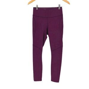 Outdoor Voices Womens High Rise Pocket Workout Ankle Leggings Purple Burgundy Sm